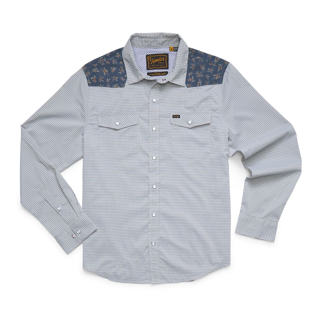 H Bar B Tech Long Sleeve Shirt- Rancher Floral Smoke Blue